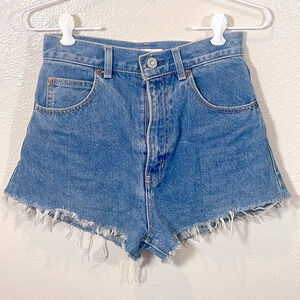 Moussy high rise juniors denim raw hem shorts size 1